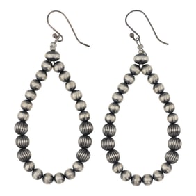 Navajo Oxidized Beads Hoop Earrings