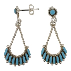 Zuni Sleeping Beauty Turquoise Needlepoint Earrings
