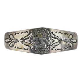 Vintage Navajo Plain Silver Stamp Hair Barrette