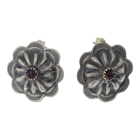 Navajo Spiny Oyster Concho Stamp Earrings