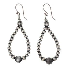 Navajo Oxidized Beads Hoop Earrings