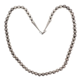 Navajo Plain Silver Beads Necklace