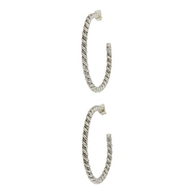 Navajo Plain Silver Twist Wire Hoop Earrings