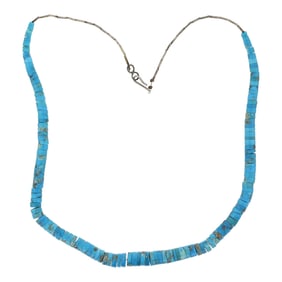 Vintage Navajo Kingman Turquoise Heishi Necklace