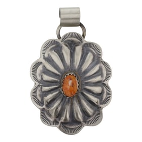 Navajo Spiny Oyster Concho Stamp Pendant