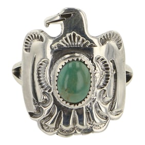 RB Navajo Menassa Turquoise Thunderbird Ring