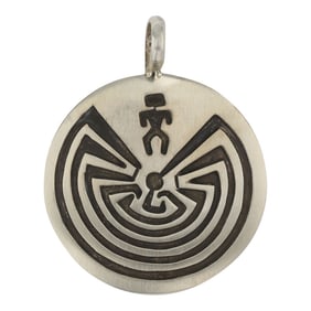 Navajo Plain Silver Man in the Maze Pendant