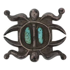 Vintage Navajo Nevada Turquoise Sandcast Belt Buckle