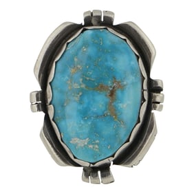 Juanita McDonald Navajo Blue Ridge Turquoise Adjustable Ring