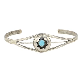 Navajo Kingman Turquoise Shadowbox Bracelet