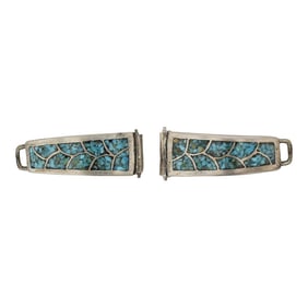 Navajo Turquoise Chip Inlay Watch Tips