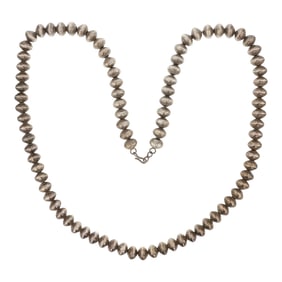 Vintage Navajo Stamp-Work Bench Beads Saucer Necklace