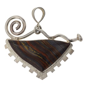 Carlton James Award Winning Zuni Artist Contemporary Tiger Iron Stone Pendant