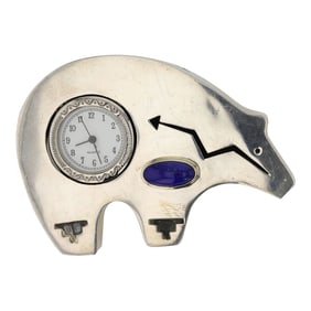 Vintage Navajo Lapis Bear Desk Clock