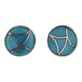 Zuni Sleeping Beauty Turquoise Inlay Earrings