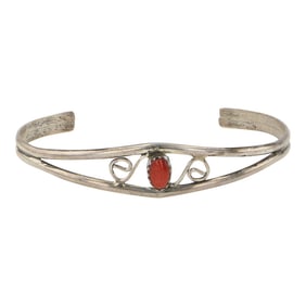 Navajo Mediterranean Coral Cuff Bracelet