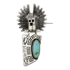Carol Fellay Southwest Anglo Designer Turquoise Pin & Pendant