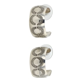 Navajo Plain Silver Stamp-Work Hoop Earrings