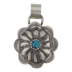 Navajo Kingman Turquoise Concho Stamp Pendants