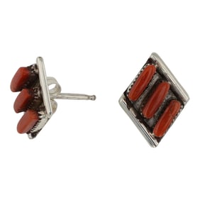 Zuni Coral Petit Point Earrings