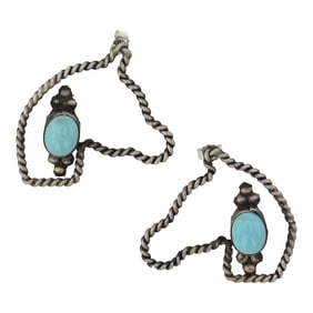 Navajo Compitos Turquoise Horse Earrings