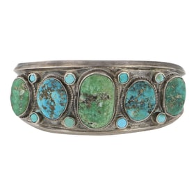 Vintage Navajo Nevada Turquoise Cuff Bracelet