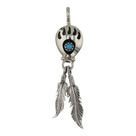 RB Navajo Kingman Turquoise Bearpaw Pendant