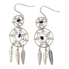 Navajo Lapis Dream Catcher Earrings