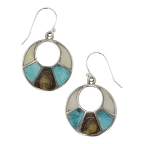 Zuni Turquoise & Shell Inlay Earrings