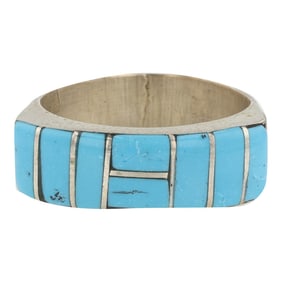 Zuni Kingman Turquoise Inlay Ring