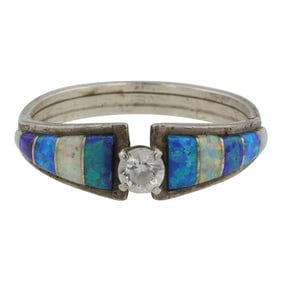 Navajo Synthetic Opal Inlay & CZ Ring