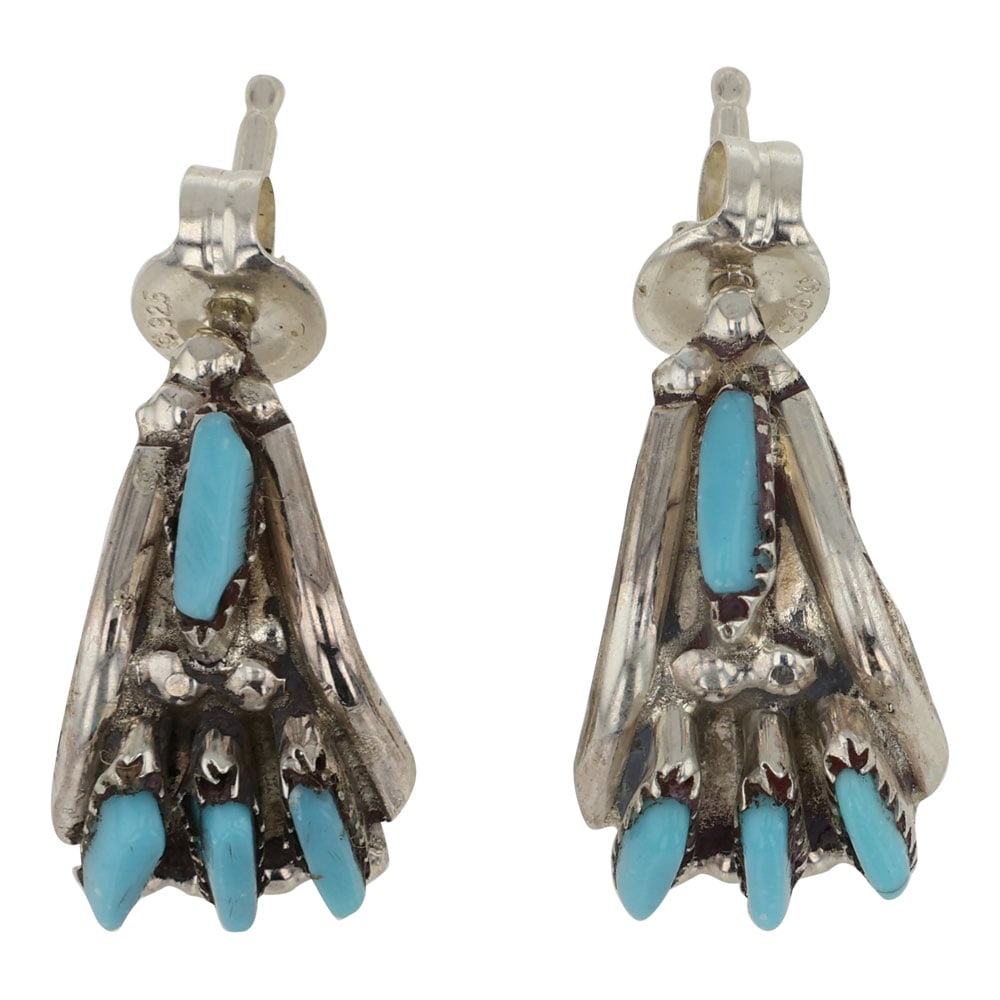 Zuni Kingman Turquoise Needlepoint Hoop Earrings (1 of 2)