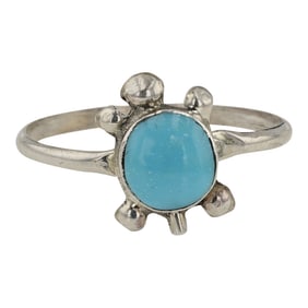 Zuni Kingman Turquoise Turtle Ring