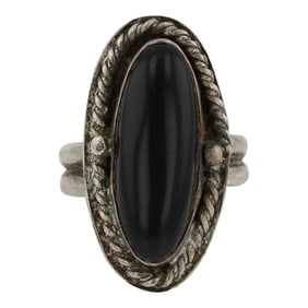 Vintage Navajo Black Onyx Ring