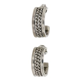 Navajo Plain Silver Twist Wire Hoop Earrings