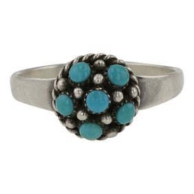 Vintage Zuni Sleeping Beauty Turquoise Petit Point Ring