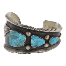 Louise Platero Vintage Navajo Nevada Turquoise Cuff Bracelet
