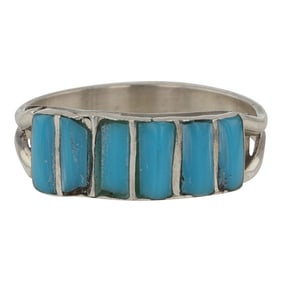 Zuni Kingman Turquoise Inlay Ring