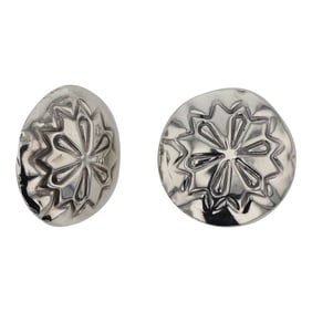 Navajo Plain Silver Stamp-Work Earrings