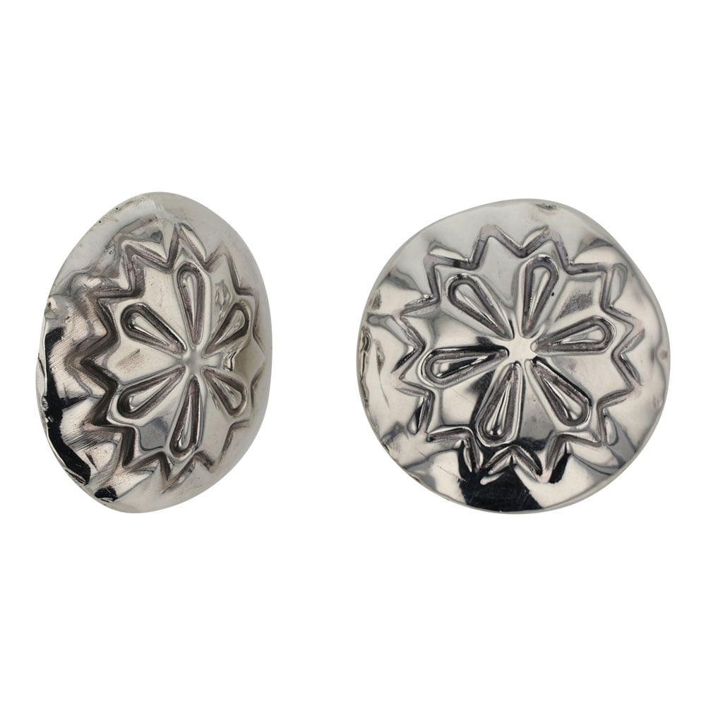 Navajo Plain Silver Stamp-Work Earrings (1 of 2)