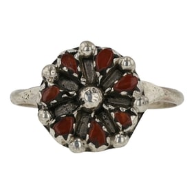 Zuni Mediterranean Coral Needlepoint Ring