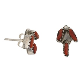 Zuni Mediterranean Coral Needlepoint Earrings