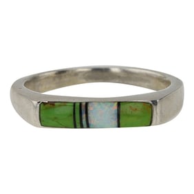 Navajo Gaspeite & Synthetic Opal Inlay Ring