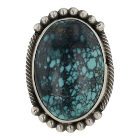 Navajo Spiderweb Turquoise Adjustable Ring