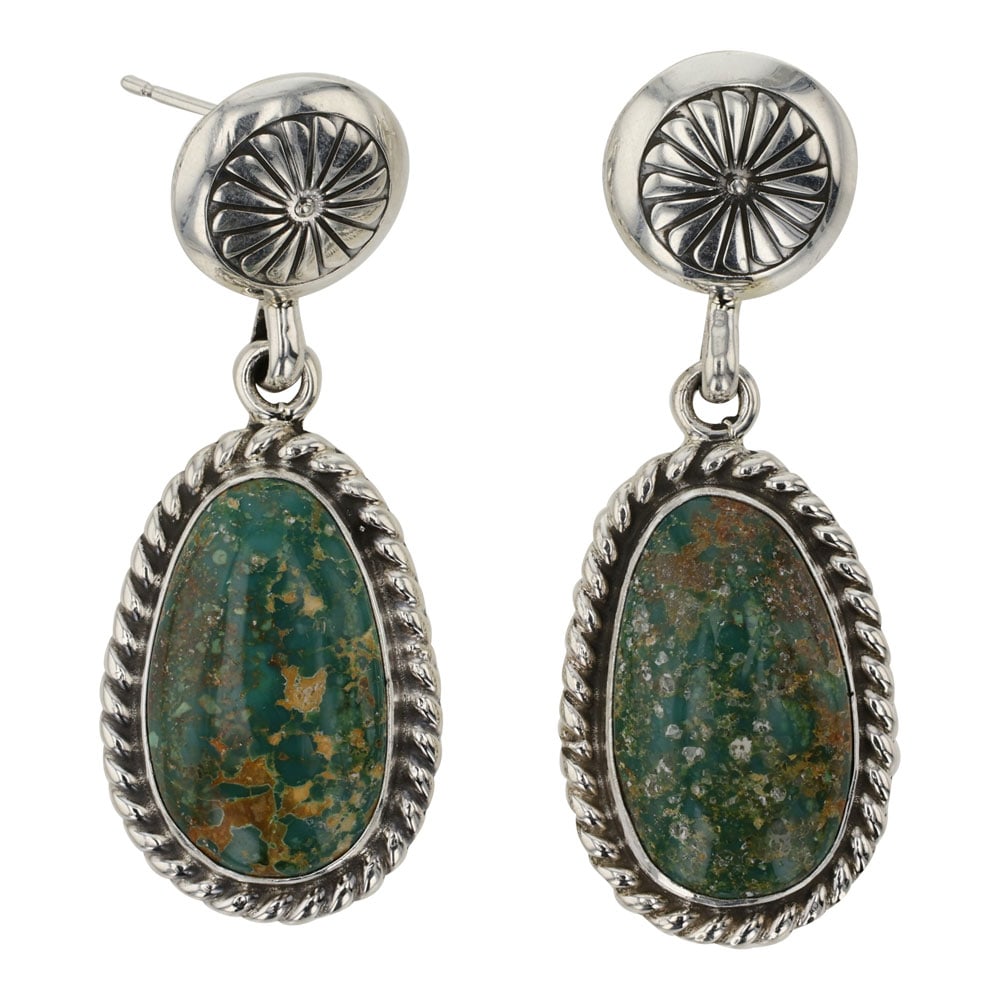 Lenora Begay Navajo Royston Turquoise Earrings: Sterling Silver | Genuine Royston Turquoise | Lenora Begay Navajo Royston Turquoise Earrings | Navajo Native American Southwest Indian Jewelry | Good (no breaks or damages) | Approximate Weight: 10 Gr