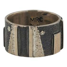 Marc Roanhorse Crawford Navajo Contemporary Tufa Cast Ring