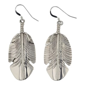 Ben Begaye Navajo Plain Silver Feather Earrings