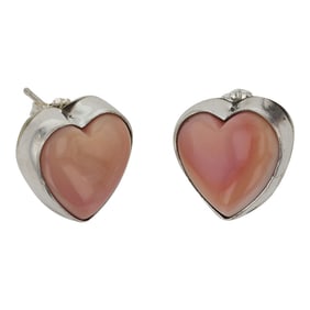 Navajo Pink Conch Heart Earrings