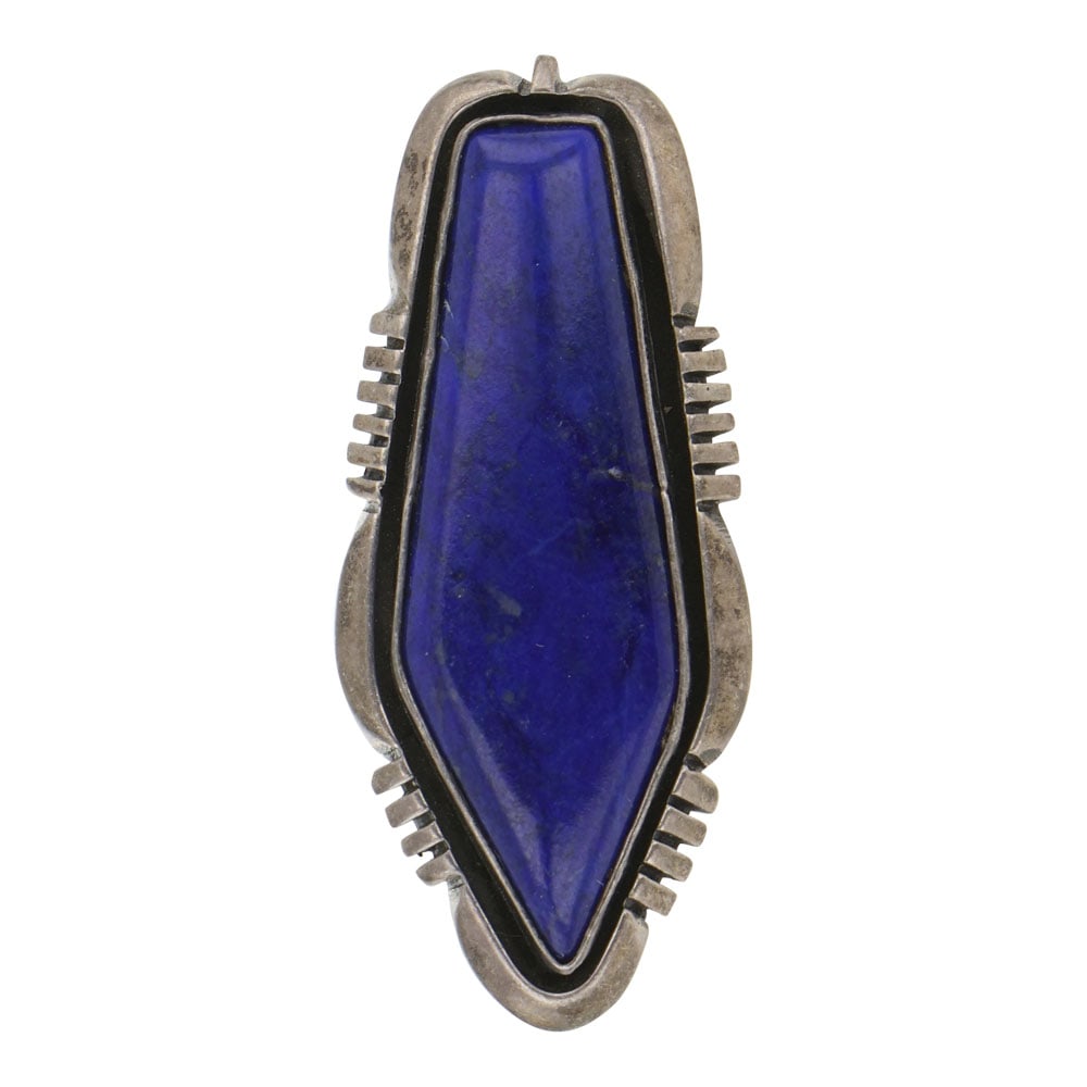 Vintage Navajo Lapis Freeform Pin & Pendant: Sterling Silver | Genuine Lapis | Vintage Navajo Lapis Freeform Pin & Pendant | Navajo Native American Southwest Indian Jewelry | Good (no breaks or damages) | Approximate Weight: 6 Grams | Pin: .5" x