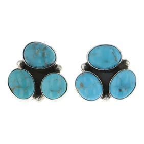 Della Wyllie Navajo Blue Ridge Turquoise Earrings